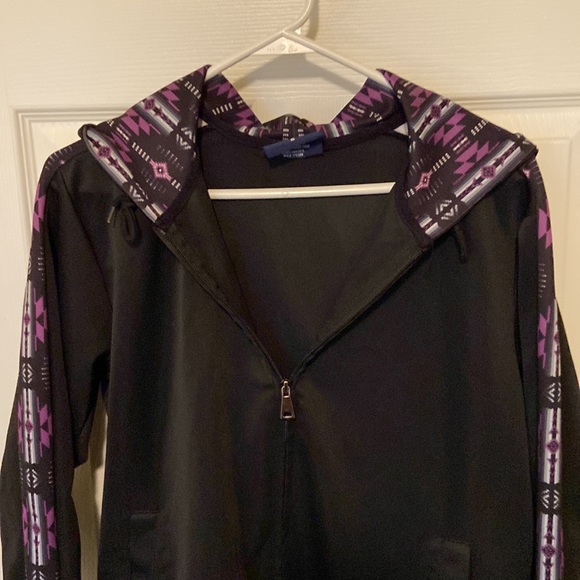 Nu Trendz jacket coat jogger size small s. Hooded hoodie Black purple zip up - Picture 2 of 8